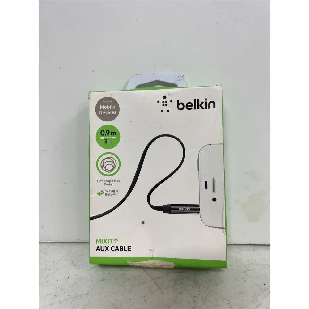 Belkin MIXIT 3 Feet 3.5mm Aux Auxiliary Cable For Car Home Audio - Black